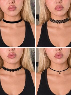 Black Chokers 5 in a set